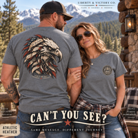 Patriotic T-Shirt | Can't You See? — Eagle Graphic T-Shirt Front & Back Print | Veteran-Owned Small Business | Liberty & Victory Co.