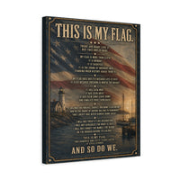 Patriotic Canvas Wall Art | This Is My Flag Coastal Lighthouse American Flag | Veteran-Owned | Liberty & Victory Co.