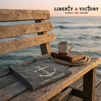 Christian Coastal T-Shirt | Come Ashore Antique Anchor Rope Nautical Faith Tee | Salt & Salvation | Liberty & Victory