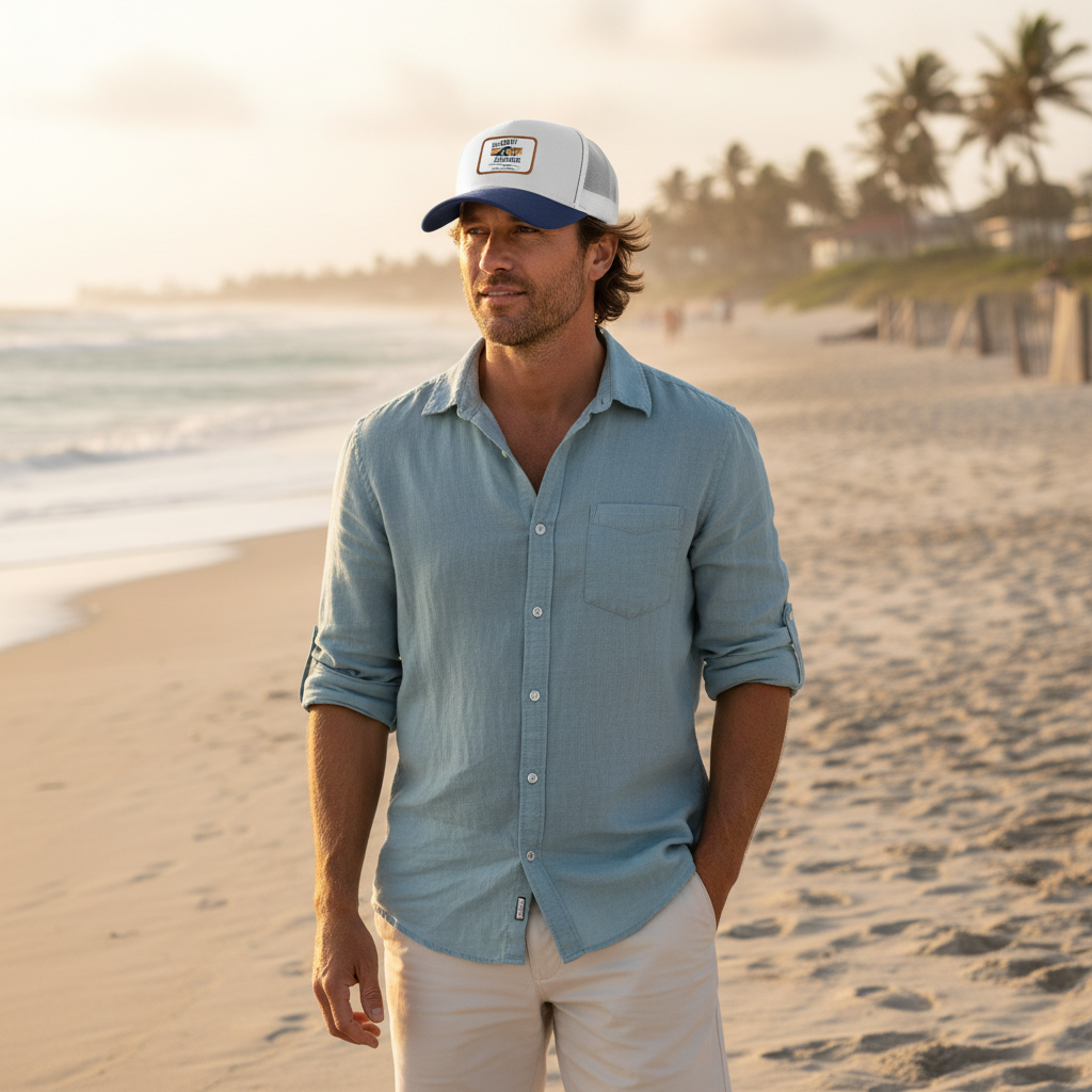 Sunday Ashore Leather Patch Baseball Cap