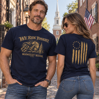 Patriotic Faith | We Ride Tonight — T-Shirt Original Midnight Rider 1775 The Ride Continues | Veteran-Owned Small Business | Liberty & Victory Co.