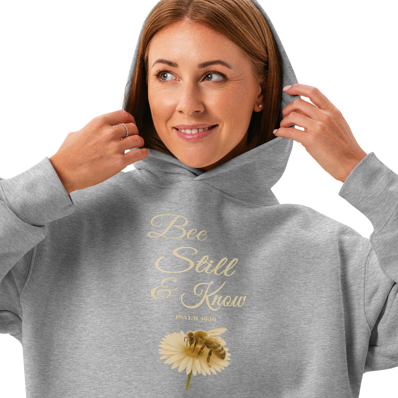 Bee Still & Know Premium Cotton Fleece Hoodie detail