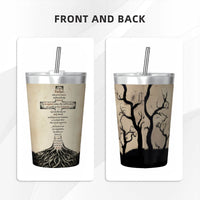 The Lord's Prayer Rooted - 12oz Stainless Steel Water Bottle with Straw