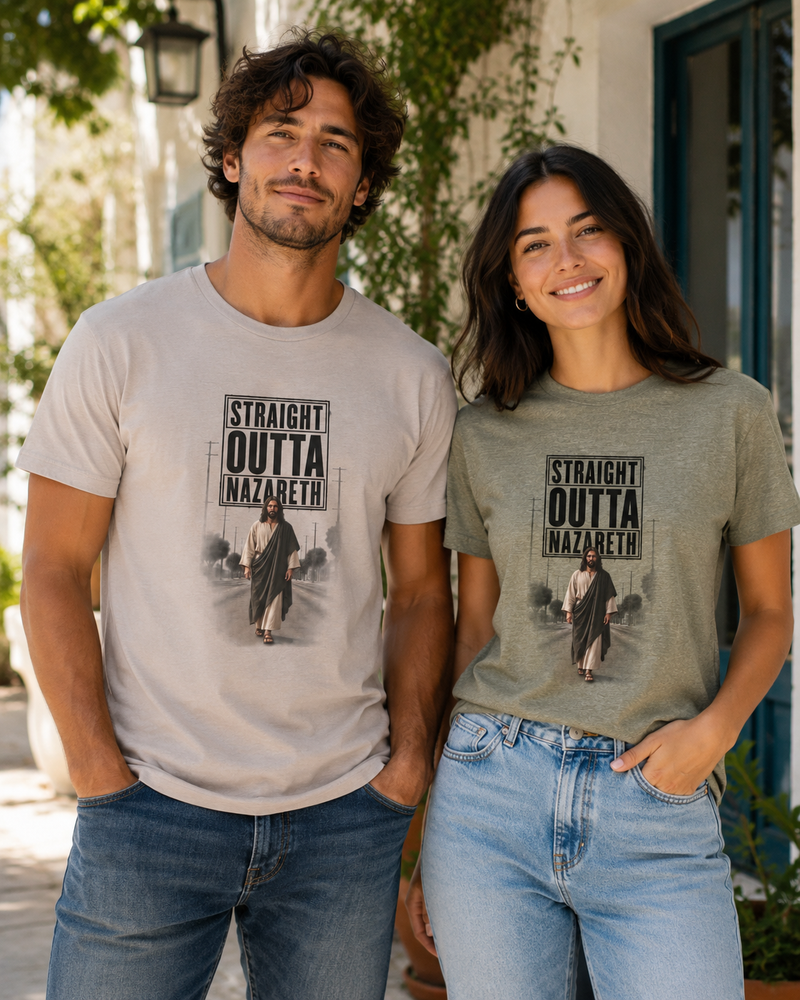 Christian | Straight Outta Nazareth — T-Shirt Jesus Street Graphic Unisex Tee | Veteran-Owned Small Business | Liberty & Victory Co.
