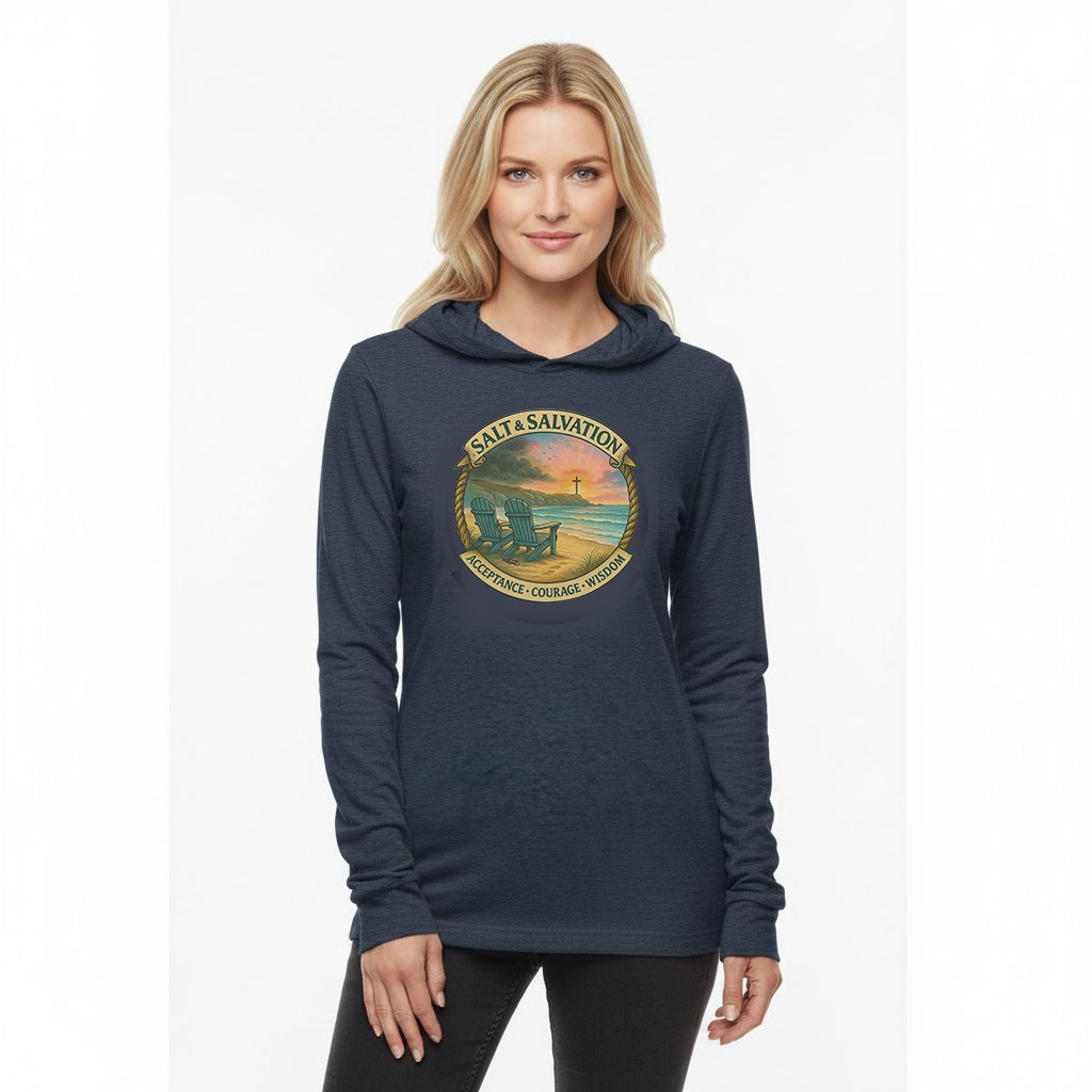Salt & Salvation – Acceptance, Courage & Wisdom Coastal Long-Sleeve Hooded Tee-KCM Edition