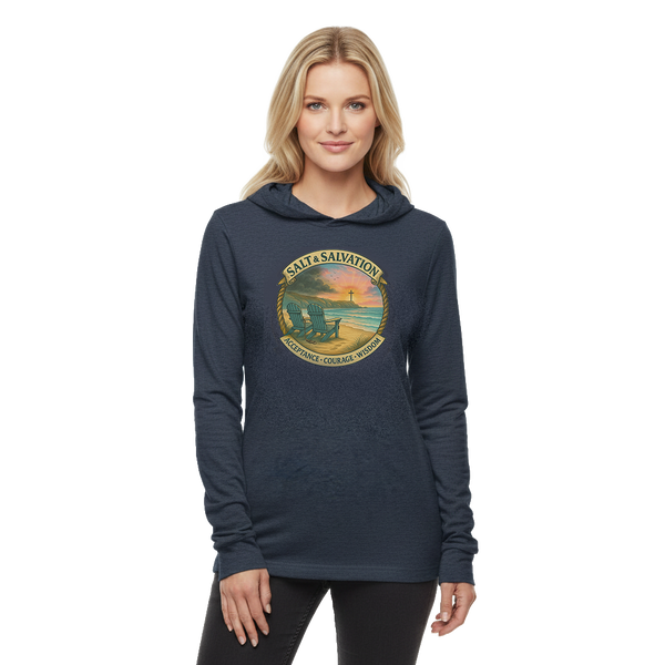Salt & Salvation – Acceptance, Courage & Wisdom Coastal Long-Sleeve Hooded Tee-KCM Edition