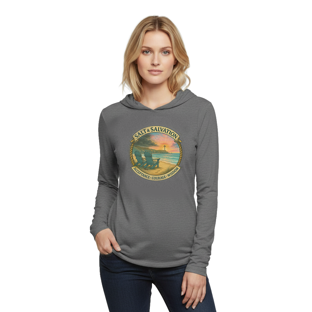 Salt & Salvation – Acceptance, Courage & Wisdom Coastal Long-Sleeve Hooded Tee-KCM Edition