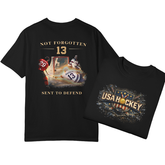 Patriotic T-Shirt | USA Hockey Johnny Gaudreau #13 Memorial | Sent to Defend Tribute | Liberty & Victory