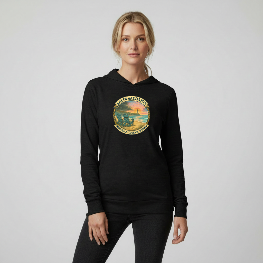 Salt & Salvation – Acceptance, Courage & Wisdom Coastal Long-Sleeve Hooded Tee-KCM Edition
