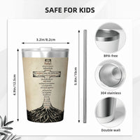 The Lord's Prayer Rooted - 12oz Stainless Steel Water Bottle with Straw
