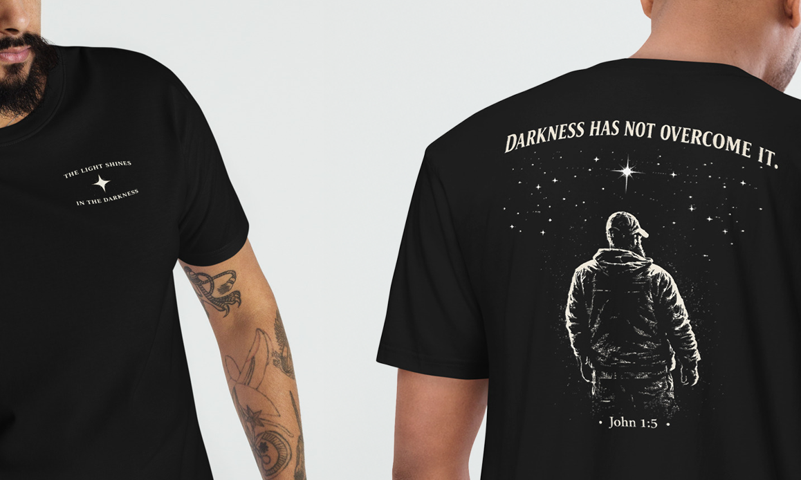 Light over Darkness John 1:5 Premium Faith Tee