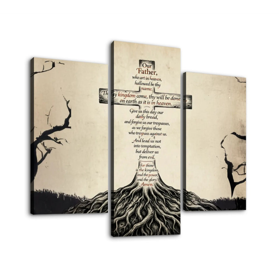 Christian Faith | The Lord's Prayer - Premium Canvas Wall Art (3-Panel Set) | Liberty & Victory Co.