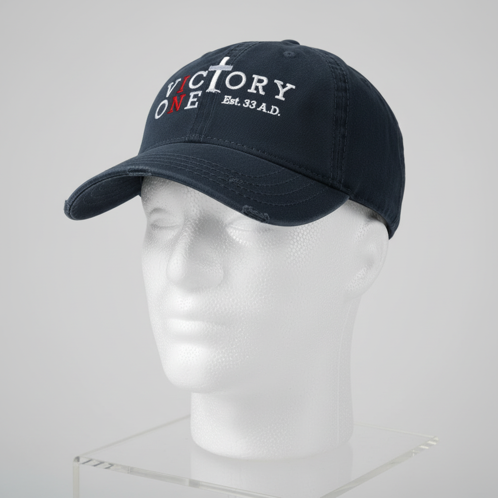 Victory-In-One™ 20:15 Distressed Premium Hat (WHITE THREAD)