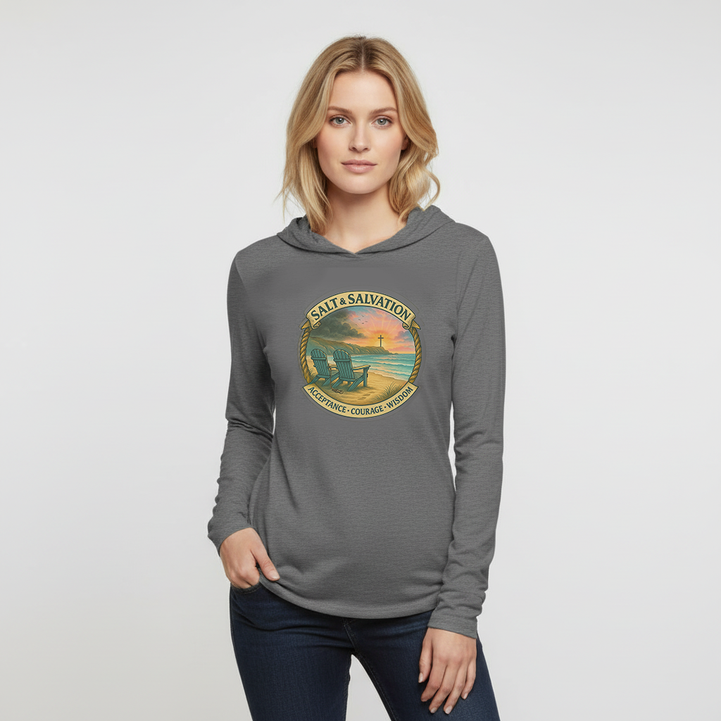 Salt & Salvation – Acceptance, Courage & Wisdom Coastal Long-Sleeve Hooded Tee-KCM Edition