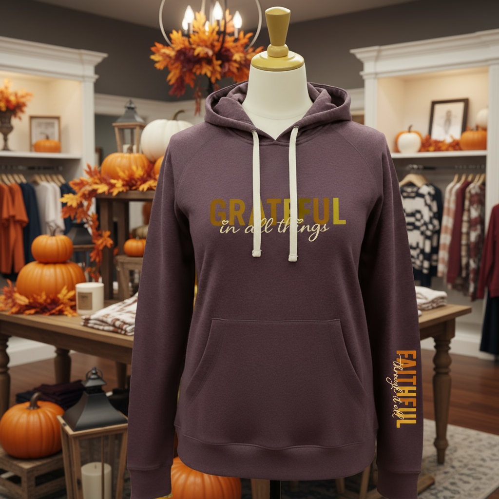 Grateful in all Things-Womens Premium Fleece Hoodie