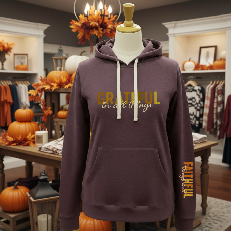 Grateful in all Things-Womens Premium Fleece Hoodie