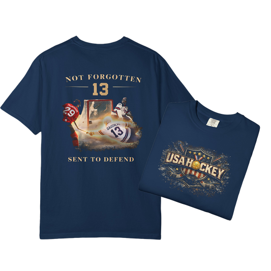 Patriotic T-Shirt | USA Hockey Johnny Gaudreau #13 Memorial | Sent to Defend Tribute | Liberty & Victory
