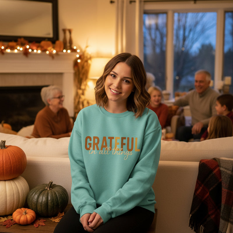Grateful in all things-Women's Weekend Ultra Comfy Sweatshirt detail