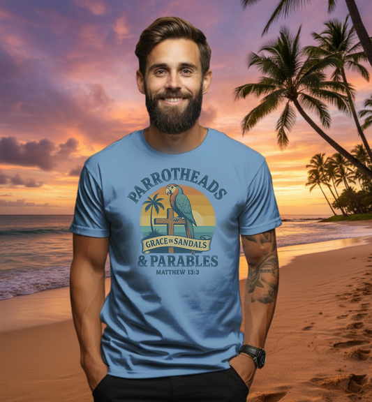 Parrotheads & Parables – Grace in Sandals Tee (Men)
