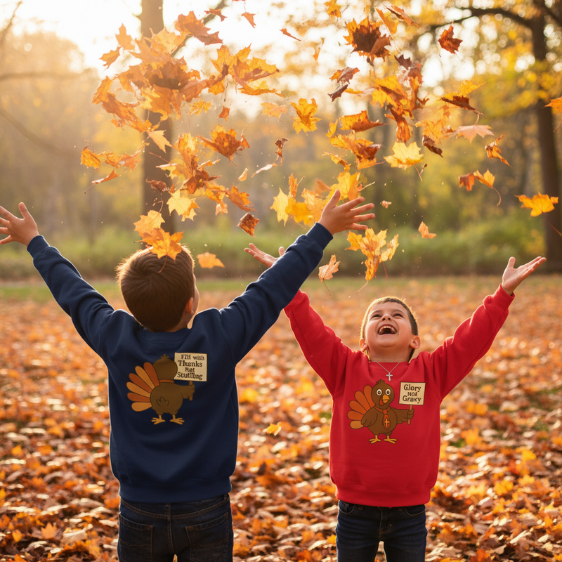 Christian Faith | Glory Not Gravy Youth Thanksgiving Sweatshirt | Liberty & Victory Co.