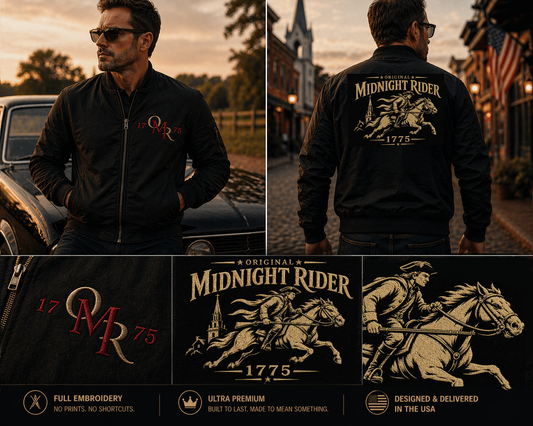 Patriotic Bomber Jacket | Midnight Rider OMR Signature Line | Liberty-In-One | Liberty & Victory