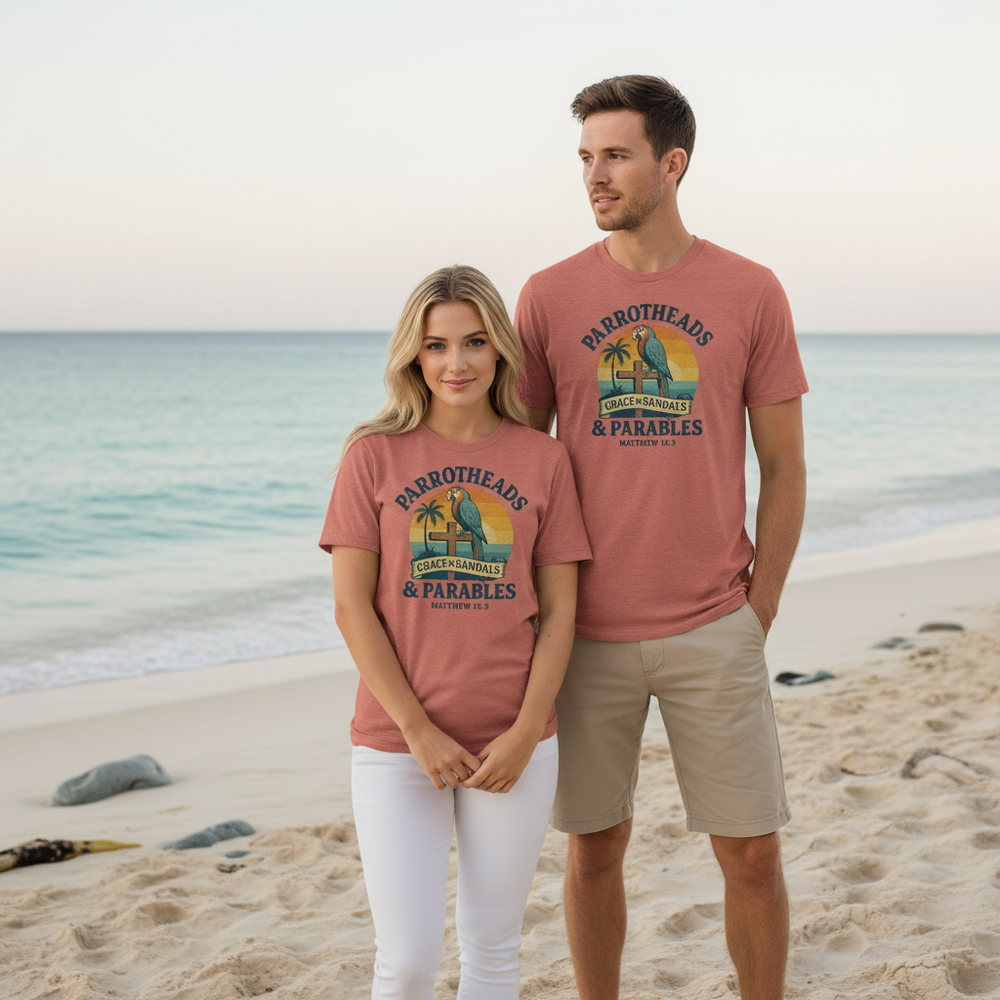 Parrotheads, Grac­e in Sandals & Parables – Vintage Triblend Tee