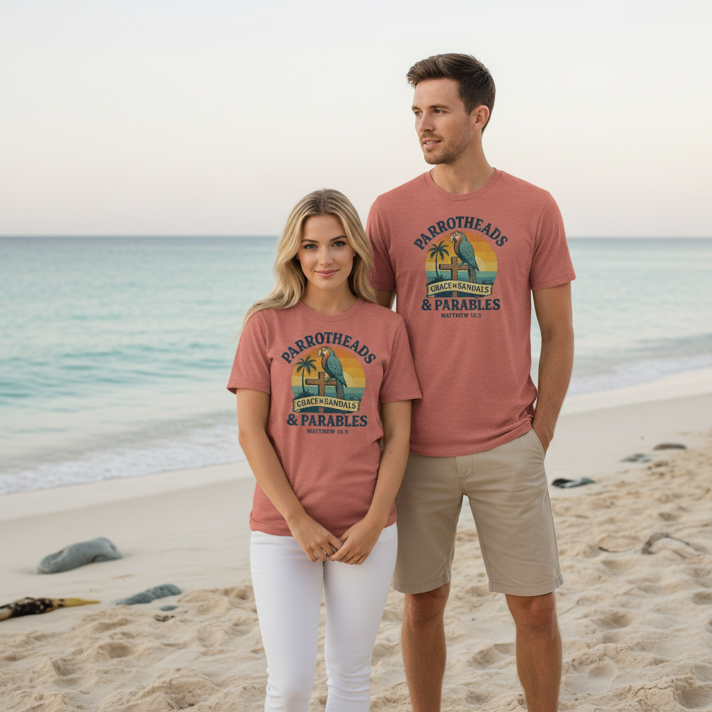 Parrotheads, Grac­e in Sandals & Parables – Vintage Triblend Tee