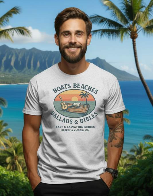 Boats, Beaches, Ballads & Bibles – Salt & Salvation Tee - men