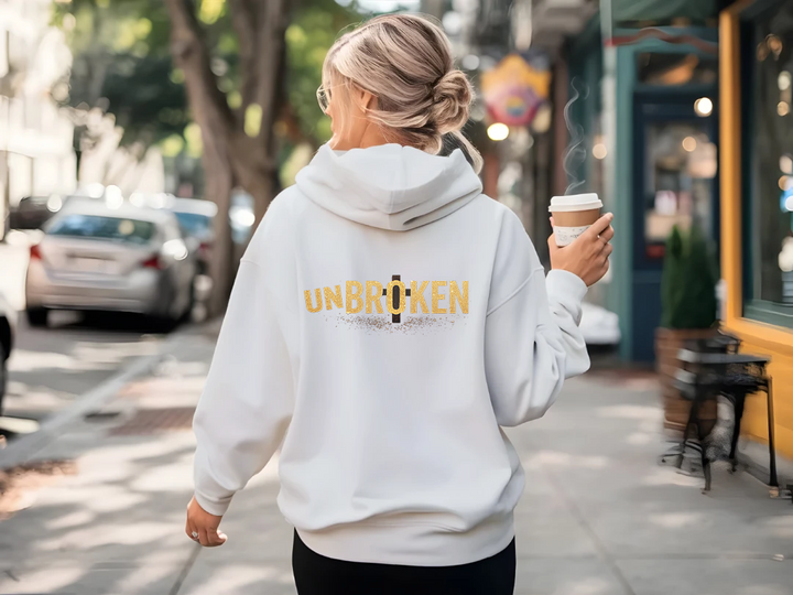 Christian Hoodie Broken/Unbroken Ultra Elite Female Performance Design - front view - Liberty & Victory
