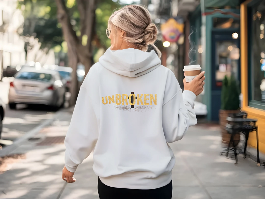 Christian Hoodie Broken/Unbroken Ultra Elite Female Performance Design - front view - Liberty & Victory