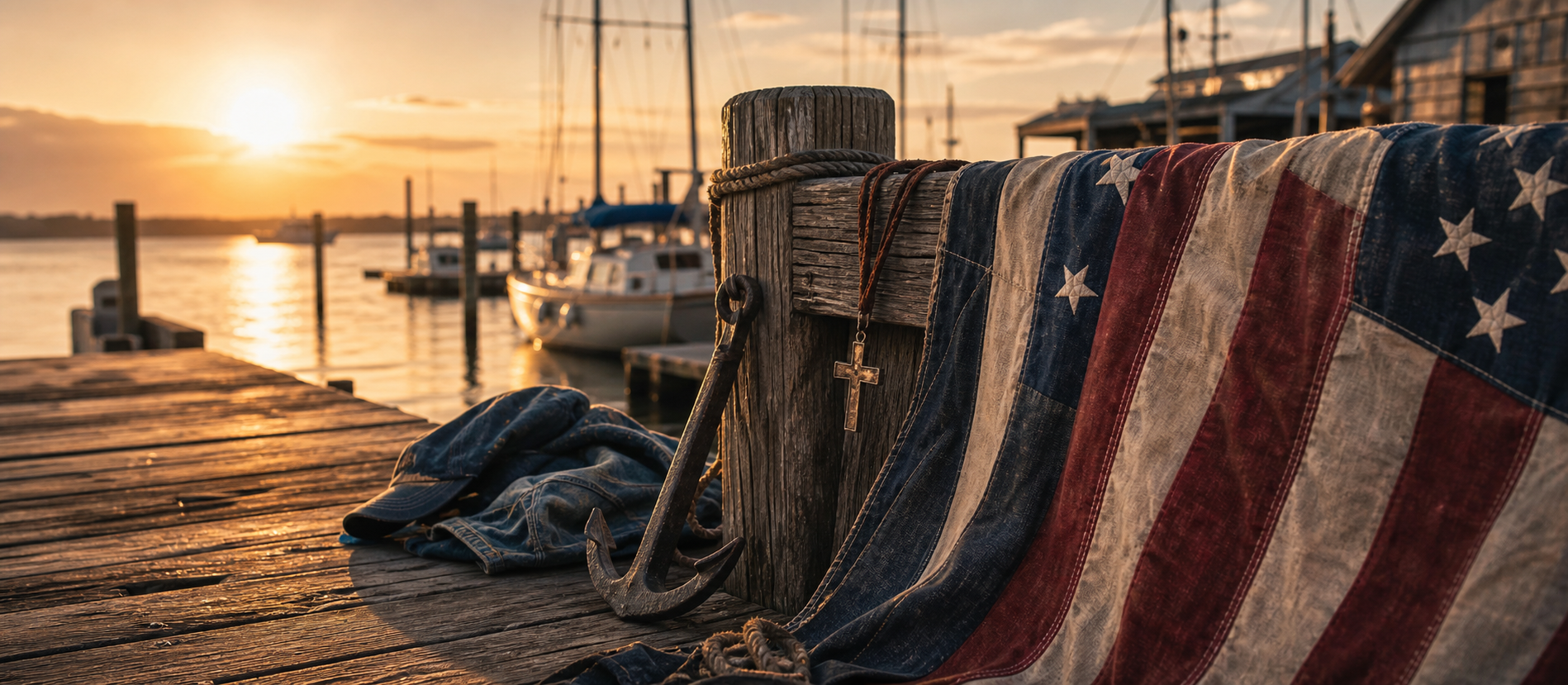 Sun-faded marina with coastal Americana details